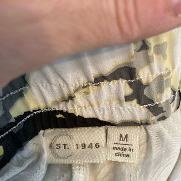 Cato NWOT Wide leg high waisted chiffon lined Yellow, Black Abstract Print Pants - Picture 6 of 16